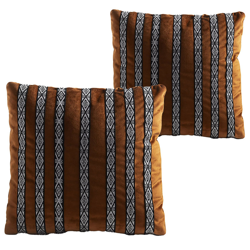 Fajas Handwoven Sash Decorative Pillows By Andean, Brown;White;Black