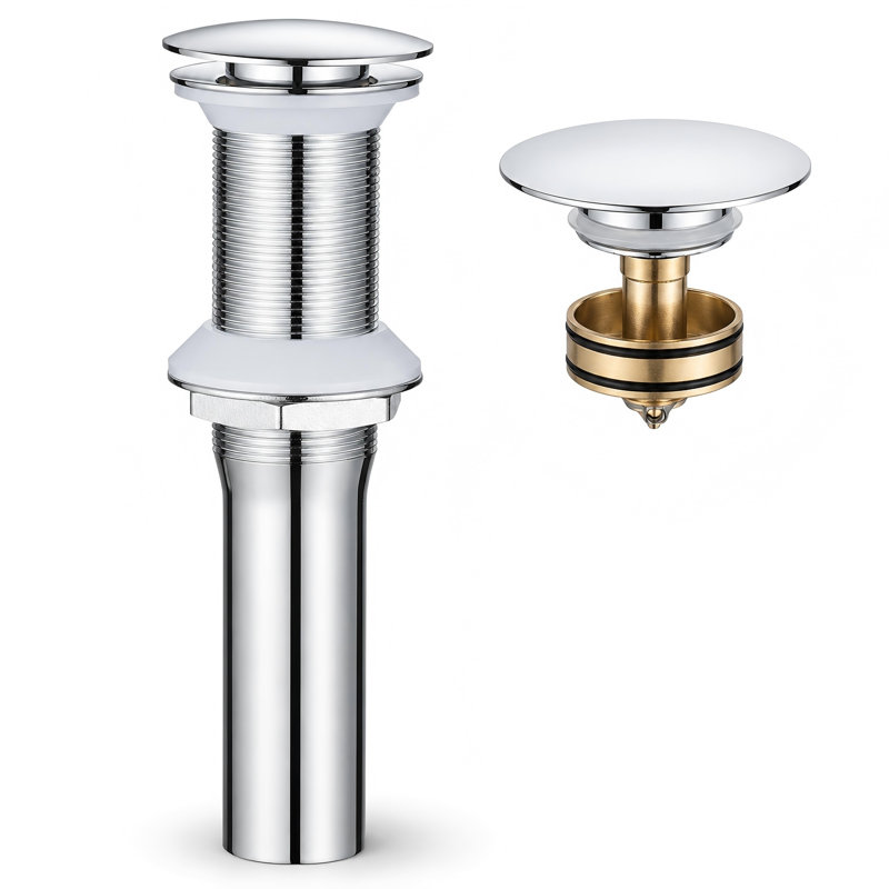 Stainless Steel Bathroom Sink Pop-Up Drain Without Overflow, Polished Chrome