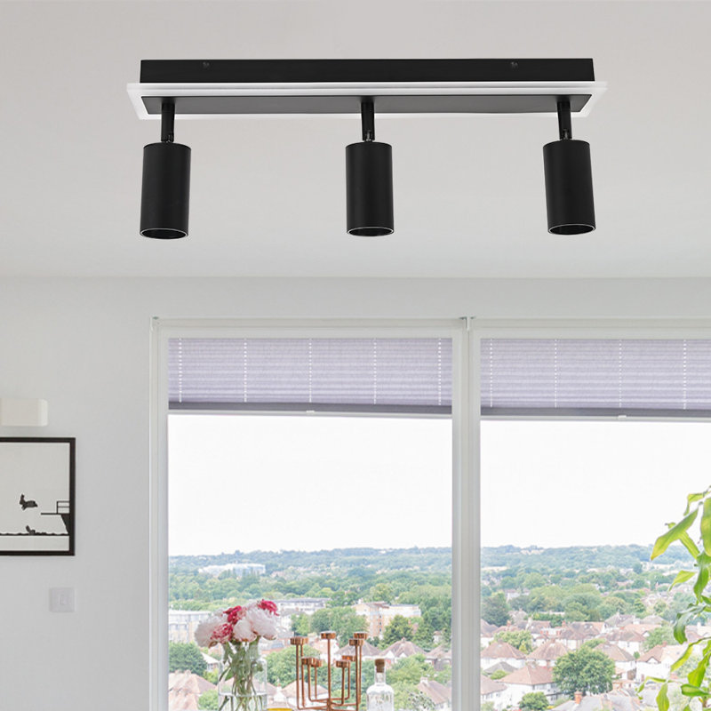 Plug In Track Lighting, LED Rotatable Heads 5 Ways Track Lighting, Track Lighting Fixtures Ceiling, Modern Black Track Light For Kitchen, Living Room. (Built-In LED Bulbs Included)