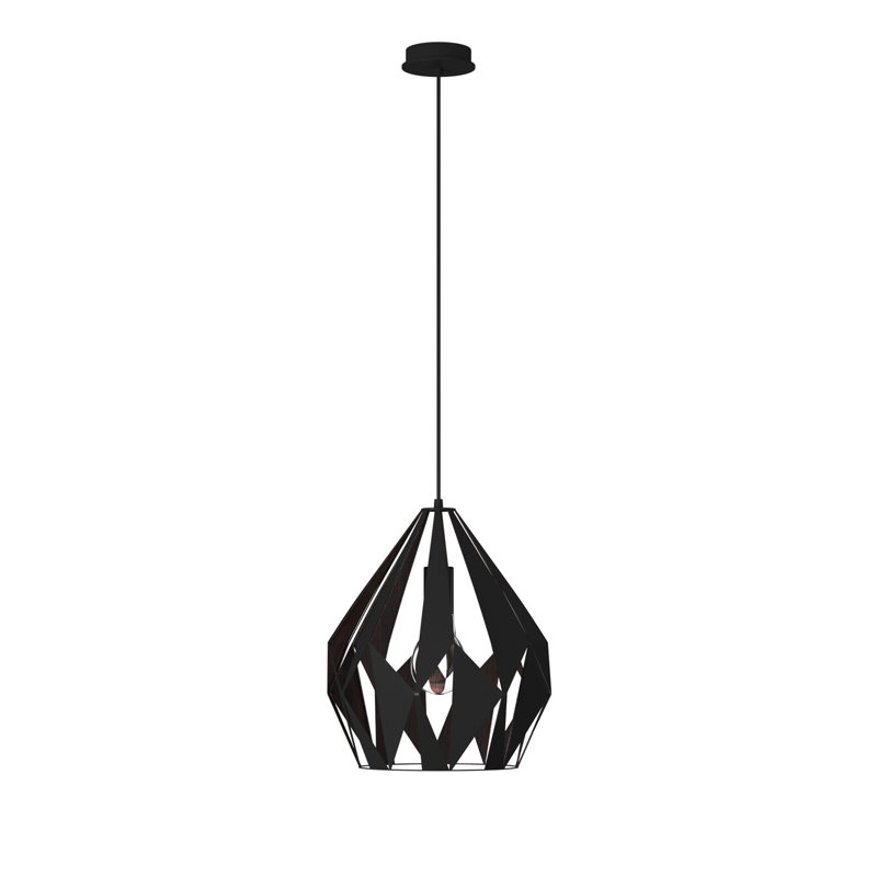 Luminaire suspendu géométrique à 1 lumière Hendry, Noir / feuille d'or, H 82,68 po x l 7,25 po x P 7,25 po