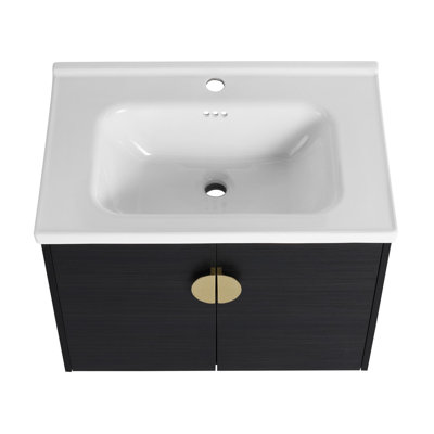 Ensemble de meuble-lavabo mural simple 27 po avec plateau en céramique Neelish