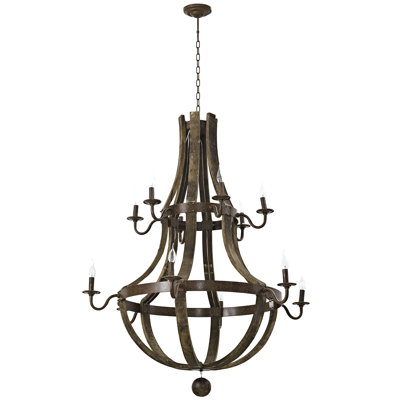 Modway Trebuchet Steel and Distressed Hardwood 12-light Chandelier