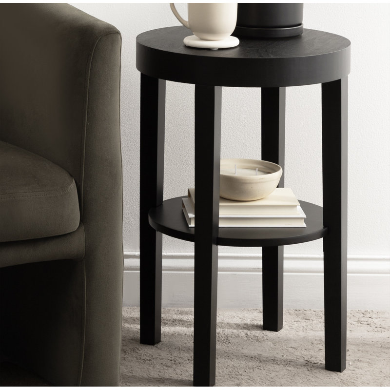 Solid Wood End Table, Black
