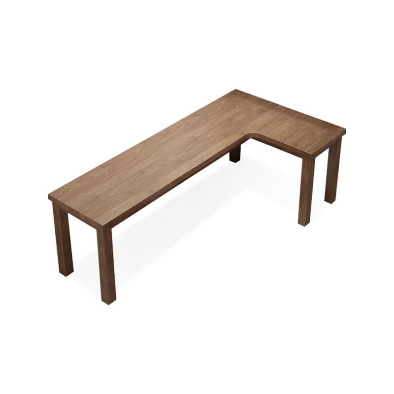 Bureau d'écriture en L en bois massif brun noisette, 29.53" H x 78.74" W x 55.12" D, Retour à droite