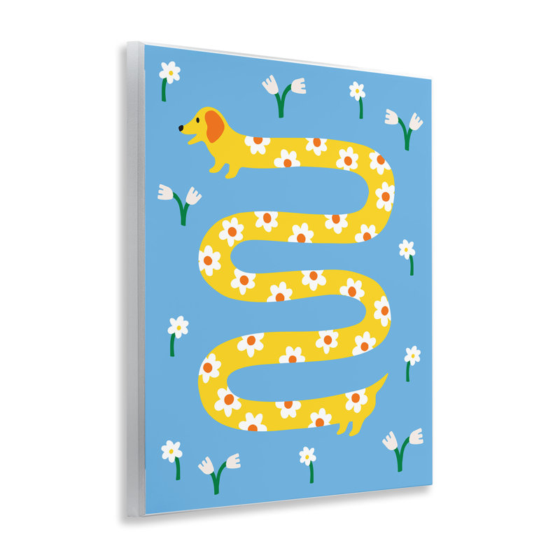 Longue plaque murale pour chien fantaisiste à motif floral, design par Nadia Hassan