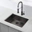 Évier de cuisine encastré 32 x 19 pouces encastré en acier inoxydable calibre 16 noir