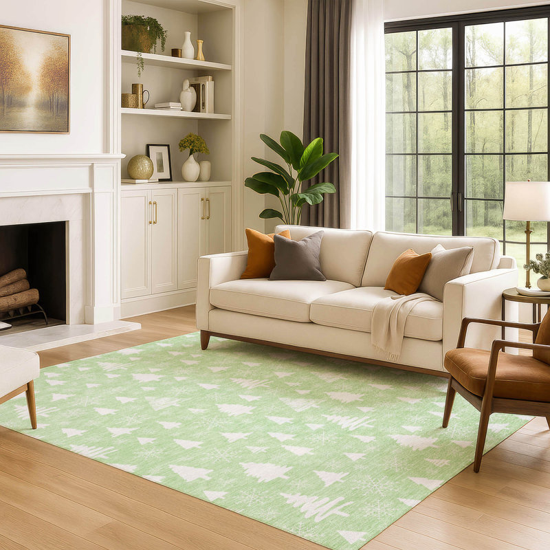 Premium Machine Washable Mayfield AMF1815 Christmas Trees Rug, Rectangle 3' x 5'