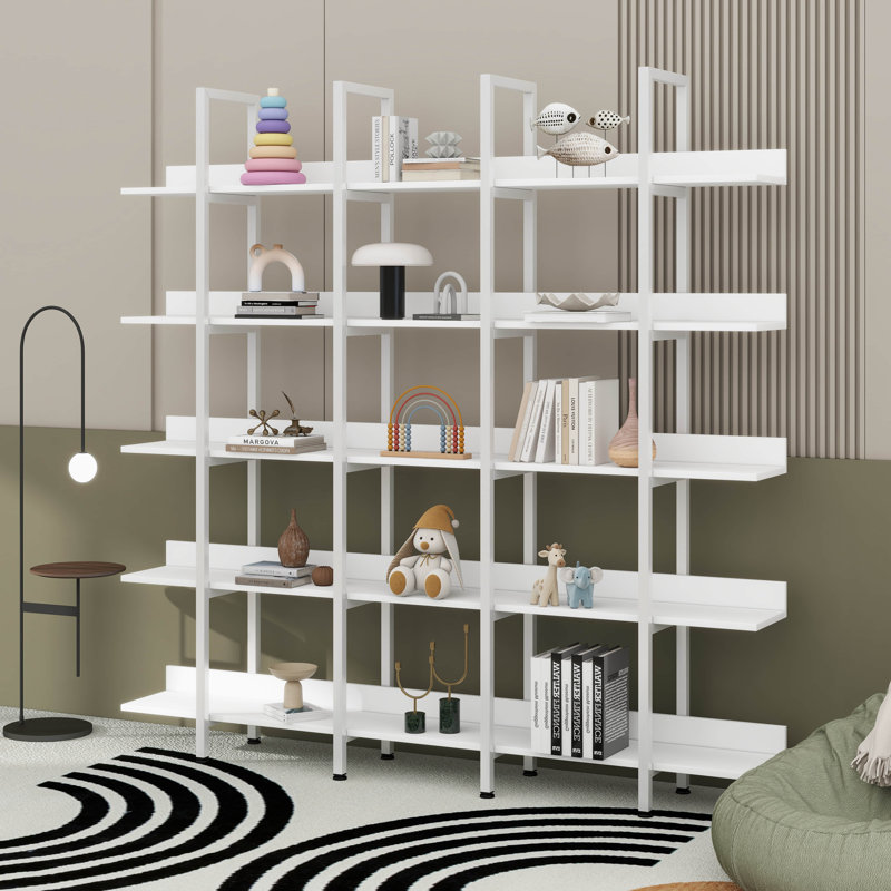5-Tier Vintage Open Bookshelf, White