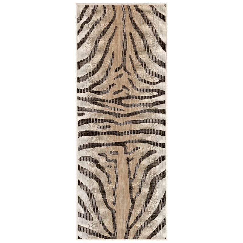 Tapis intérieur / extérieur brun clair Osman, Tapis de couloir 1 pi 11 po x 4 pi 11 po