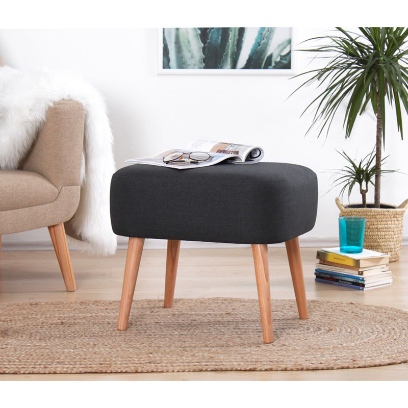 Conway 50cm Wide Square Footstool Ottoman, Dark Grey