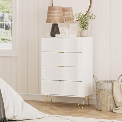 4 Drawer Dresser, Drawer Chest, Tall Storage Chest Cabinet Organizer Unit With Metal Legs, Small Dresser For Bedroom