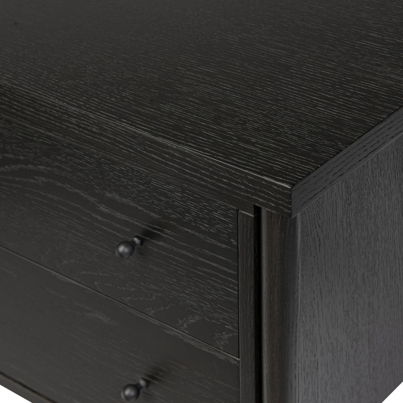 Roark 2 - Drawer Solid Wood Nightstand, Ebony Oak
