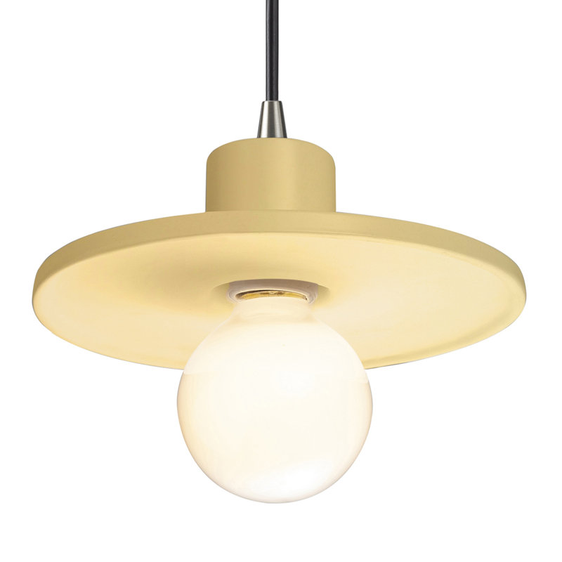 Pendentif Marlena à une seule soucoupe, Jaune atténué, Nickel brossé
