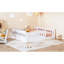 Lit plateforme double en bois avec garde-corps-1714776050