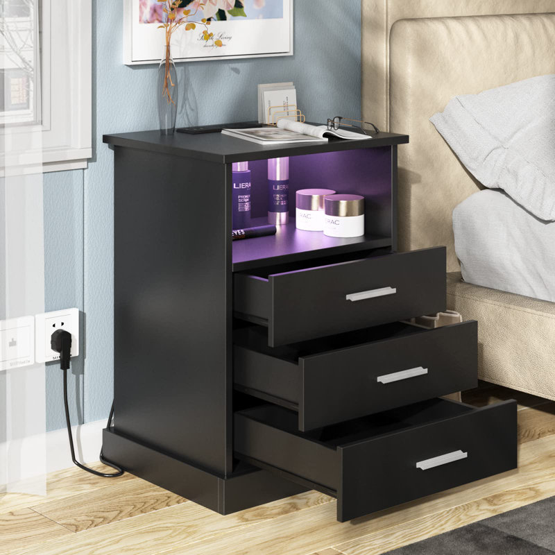 Tahliya 16.9'' W Nightstand, Black, Individual