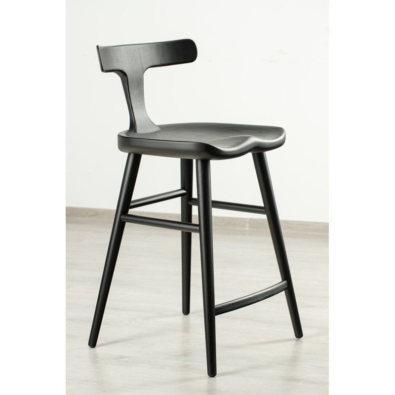 Chaise Anvil avec dossier, Tabouret de comptoir (siège d'une hauteur de 25 p, Noir mat