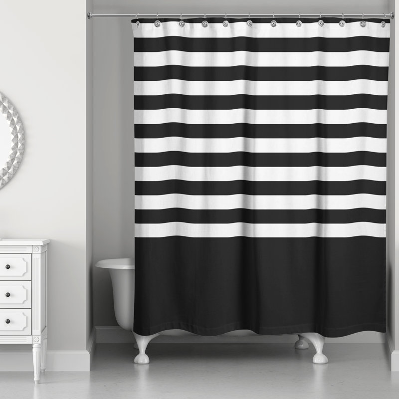 Rideau de douche simple à rayures Cardinale, Noir