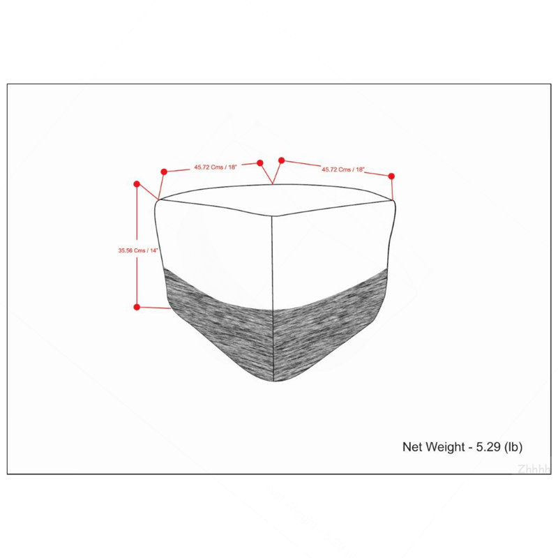 Pouf carré Macie en polyester PET gris et blanc de 18 po de largeur