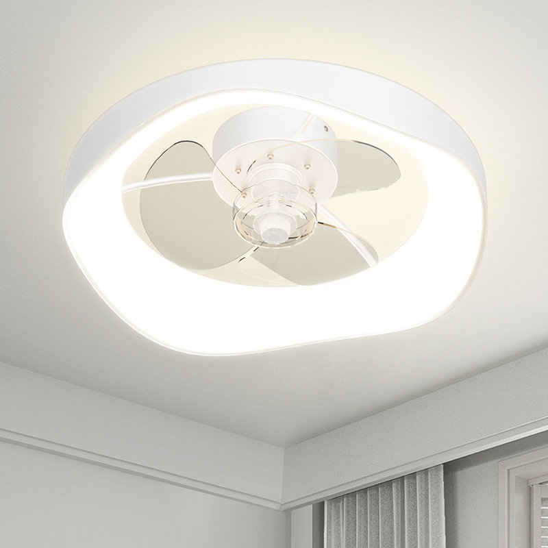 19.7'' Bedroom Recessed Ceiling Fan with  Light,With LEDs and special programs, White