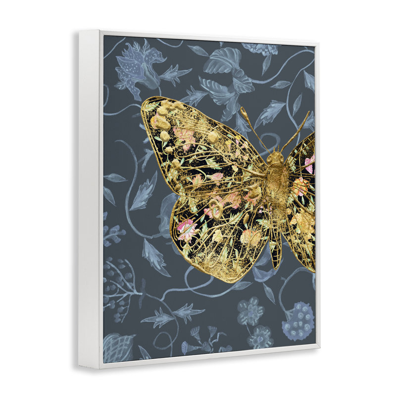 «Glam Traditional Butterfly», art de la giclée encadrée par Melissa Wang, Estampe numérique encadrée blanc bord de mer