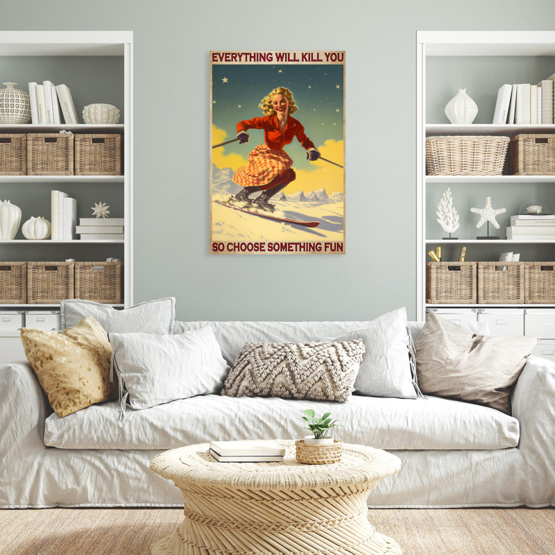 Aristea Skiing All Will Kill You, H 36 po x l 24 po x P 1,25 po