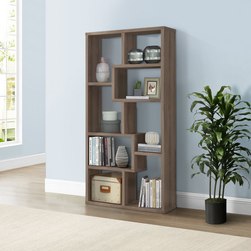 Bibliothèque géométrique Adolf H 70,75 "x l 35", Gris patiné