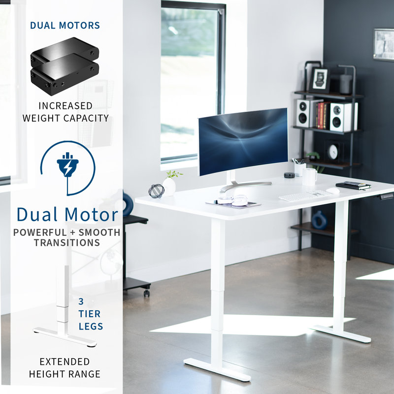 Electric Dual Motor Standing Desk, 71" White Top with Memory Preset