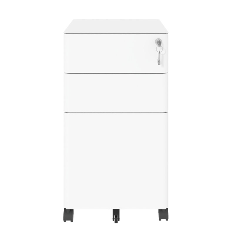 3-drawer All-steel Mobile File Cabinet With Lock, 110lbs/drawer Capacity, Anti-tip Design & Smooth-rolling Casters For Office/home, Fully Assembled