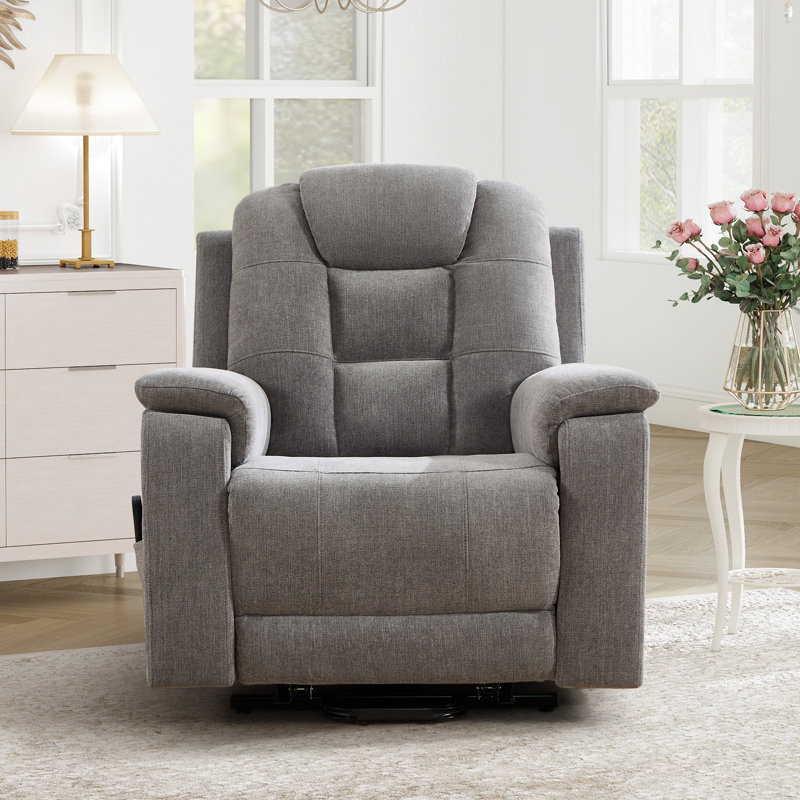 38.98" Wide Chenille Power Lift Assist Recliner With 8-Point Massage & Lumbar Heat USB/Type-C Ports & And Dual Hidden Cup Holders