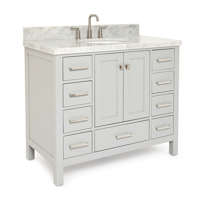 Ensemble de meuble-lavabo simple 43 po Cambridge, Gris / Nickel brossé