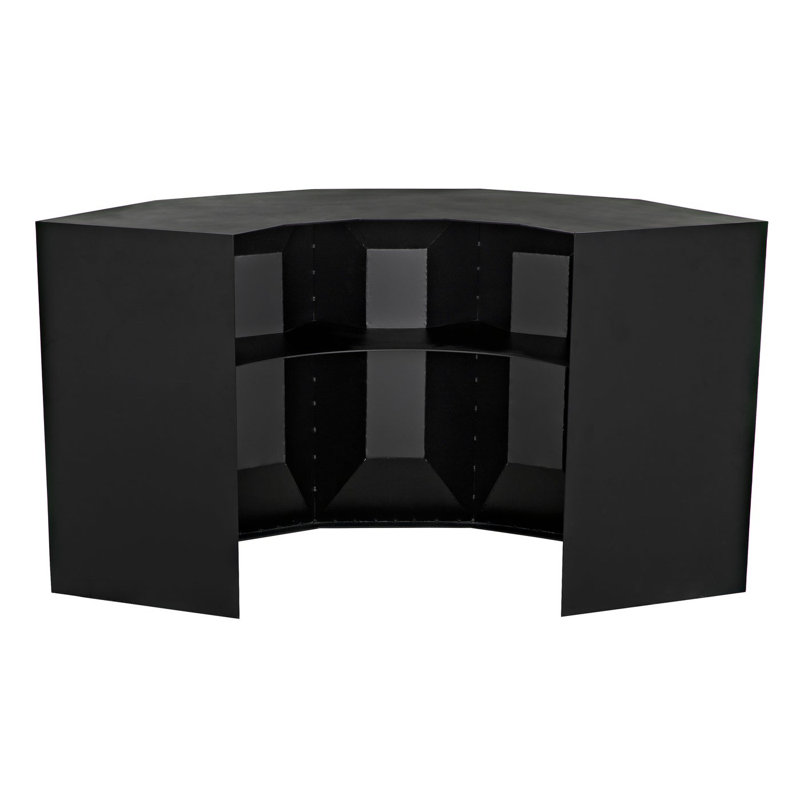 Peter 78'' Matte Black Industrial Steel Bar Cabinet
