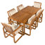 Ensemble repas d'extérieur 7 pièces avec table en bois d'acacia massif, coussins amovibles résistants à l'eau et chaises à accoudoirs modernes pour le patio, la cour ou le jardin.-129673865