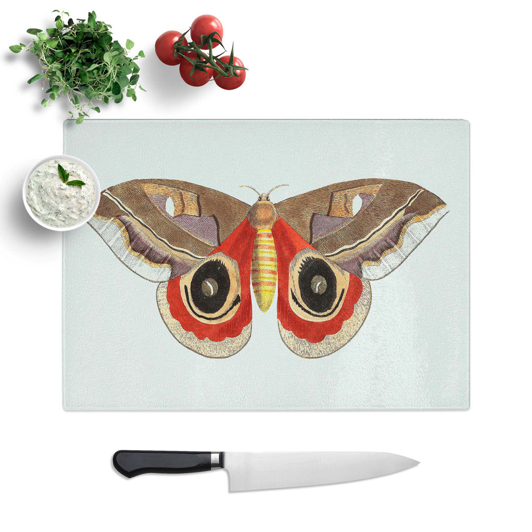Tempered Glass Automeris Moth Chopping Board
