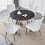 Ensemble de table de salle à manger en pierre frittée de 42 pouces avec ensemble de chaises en polyuréthane poli miroir-1299191633