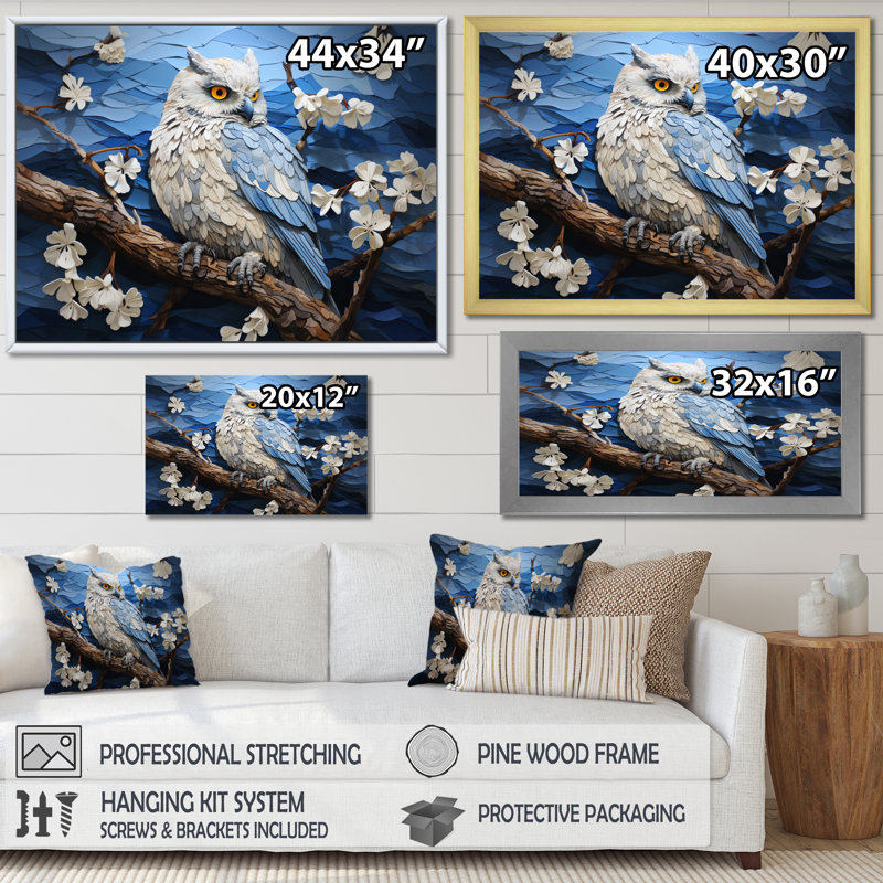 Blue Owl Nights Watch Pastoral sur toile, Toile tendue, H 12 po x l 20 po x P 1 po