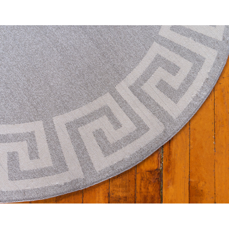 Tapis gris foncé / ivoire Balabak, Rond 6 pi 1 po