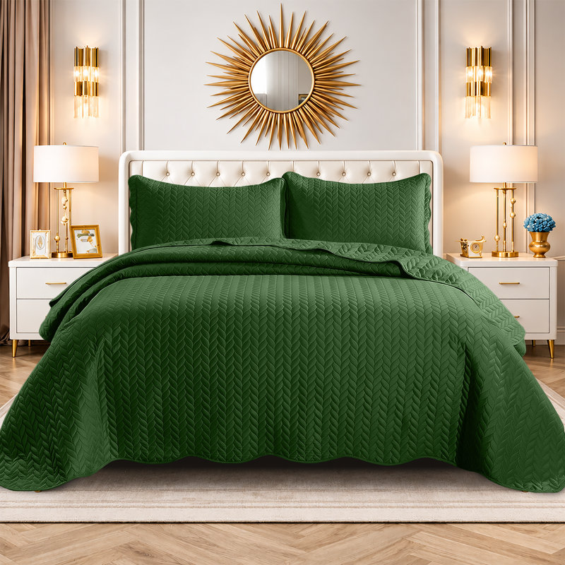 Ensemble très grand de qualité supérieure en microfibre gaufrée avec taies décoratives assorties, Émeraude