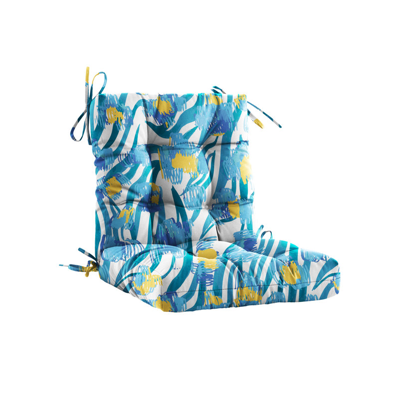 All Weather Outdoor Chair Cushions, 40X20x4 Inches Water-Resistant Fade-Resistant Patio Seat Pads With Straps, 100% Polyester Non-Removable Cover, High Resilience For Deck, Poolside, Balcony Chairs,Floral
