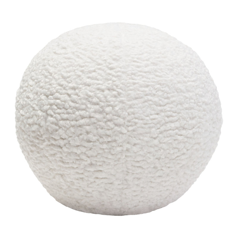 Set of 2 White Faux Sheepskin Round Accent Pillows