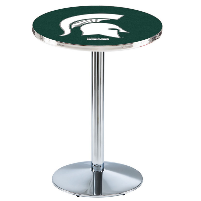 Round Metal Base Dining Table, Michigan State University, Chrome