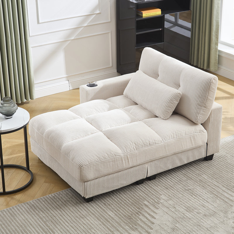Canapé-lit surdimensionné polyvalent avec caractéristiques avancées, Beige
