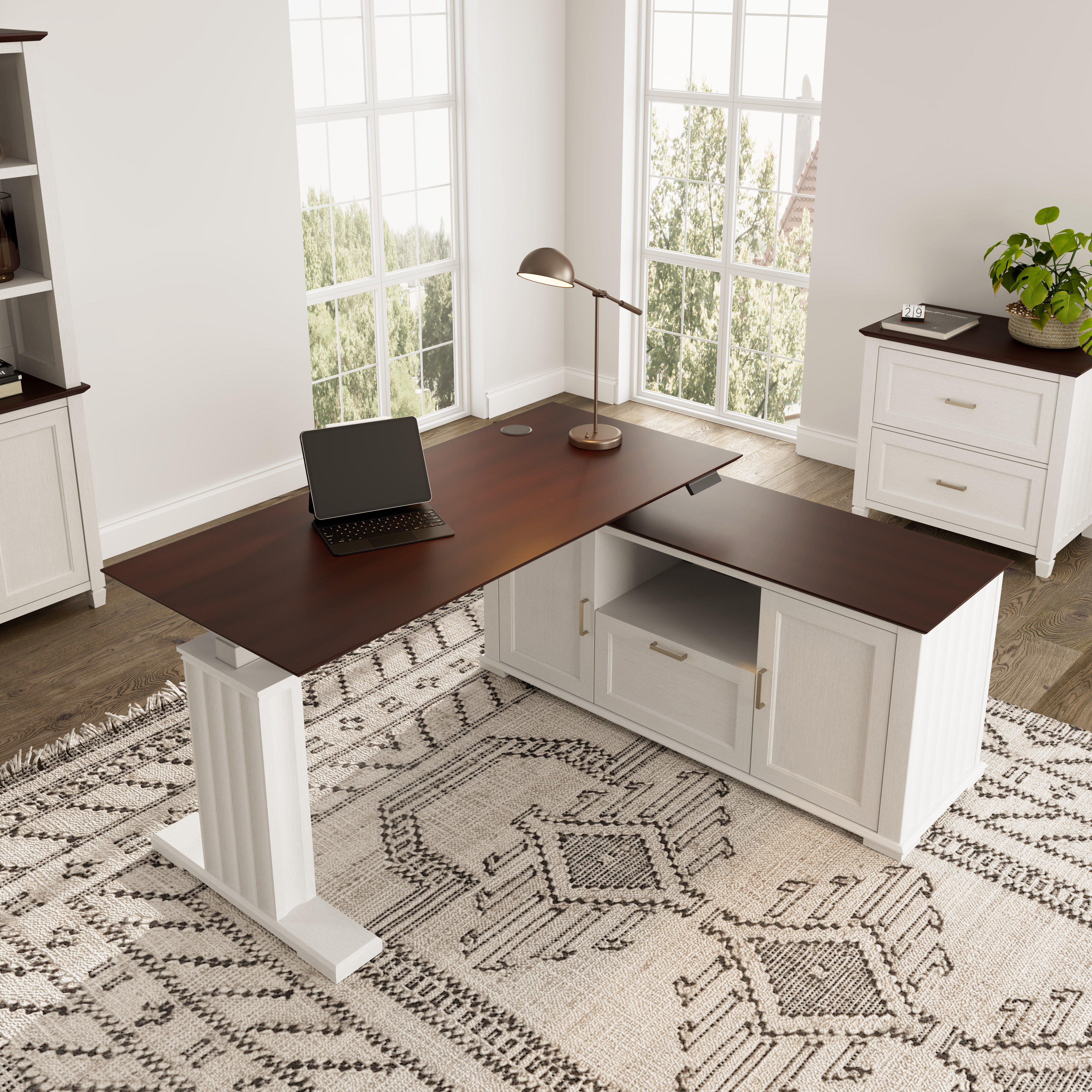 Ashantey Height Adjustable L-Shaped Standing Executive Desk