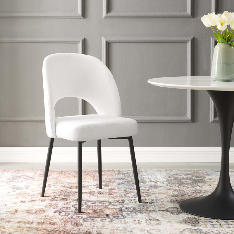 Chaise de salle à manger rembourrée en tissu Rouse par Modway, Blanc, 1