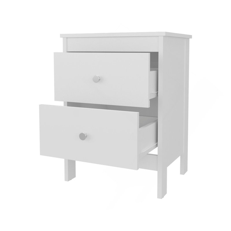 Table de chevet blanche avec 2 tiroirs