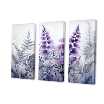 Ferns Violet Dream II sur toile, reproduction de 3 pièces