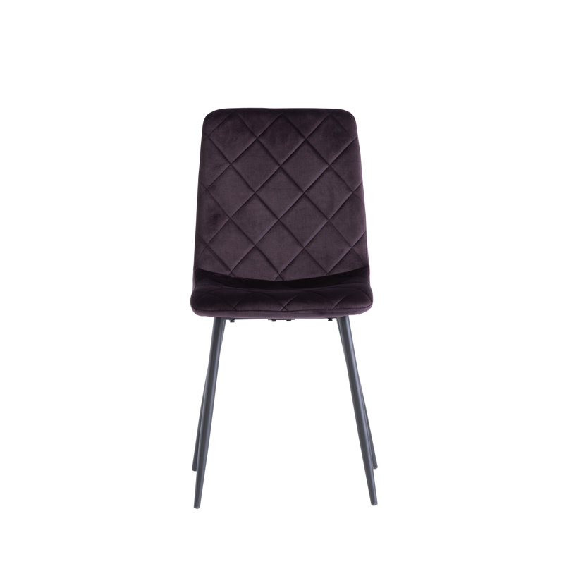 45cm H Velvet Upholstered Side Chair in Grey, Aubergine