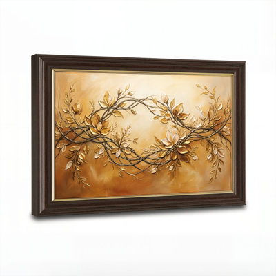 Antique Gold Framed，Canvas Wall Art for Living Room, Bedroom, Office or Entryway – Decorative Wall Decor with Golden Floral
