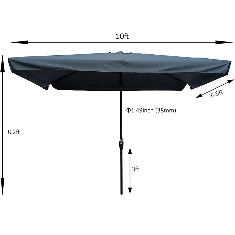 Swiney 120'' x 78'' Rectangular Market Umbrella, Anthracite