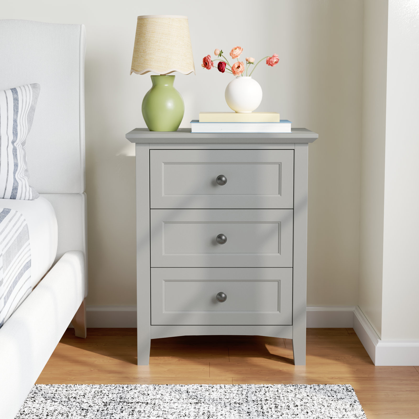 Renee 3 - Drawer Nightstand, Gray