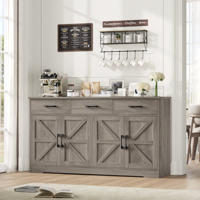 Buffet en bois manufacturé l 59,1 po avec tablettes réglables 